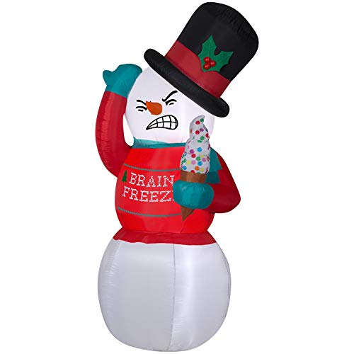 Gemmy 6' Animated Airblown-Shivering Snowman w/Ugly Sweater Christmas Inflatable