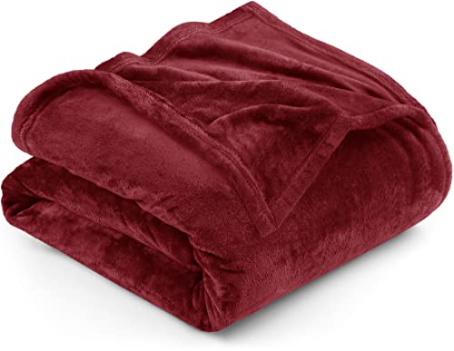 Utopia Bedding Fleece Blanket King Size Burgundy 300GSM Luxury Bed Blanket Anti-Static Fuzzy Soft Blanket Microfiber (90x102 Inches)