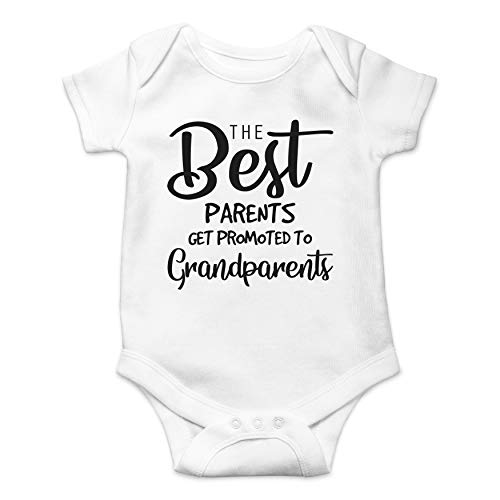 The Best Parents Get Promoted to Grandparents - Funny Baby Essentials Bodysuit - Baby Boy Romper (Newborn, White)