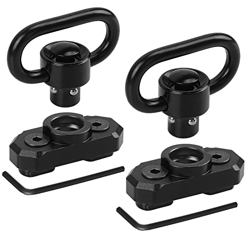 REERON 2 Point Sling & Mloc Sling Mount - Adjustable Extra Long Two Point Traditional Rifle Sling with 2 Pack 1.25' QD Sling Swivels Mounts for M Lock Rail System (2 Pack 360° Rotation Sling Mounts)