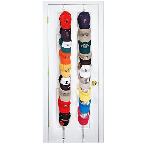 Perfect Curve CapRack18 Over-The-Door Hat Rack and Organizer | Baseball Cap Rack | Over The Door Hat Rack | Hat Rack for Door | Hat Rack For Closet | Two Straps | Holds 18 Caps |Black