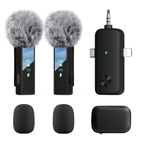 BILIWAL Wireless Lavalier Microphone,3 in 1 Mini Wireless Microphone for iPhone,Android,Camera, 2.4G Ultra-Low Delay Lapel Mic with Noise Reduction for Video Recording/Live Streaming/Vlogging