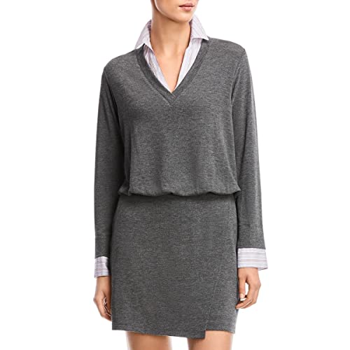 Bailey 44 Women's Long Sleeve, Sweater Dress, Woven Collar Detail, Twilight, M