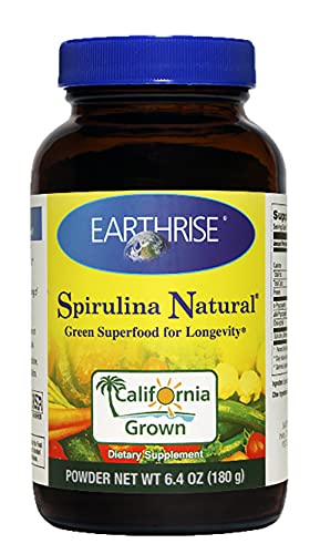 Earthrise  Spirulina Natural 6.4oz powder, Natural Premium Spirulina from California- Vegan, Gluten Free, Keto Friendly, Non -GMO Super Food high in vitamins & minerals.