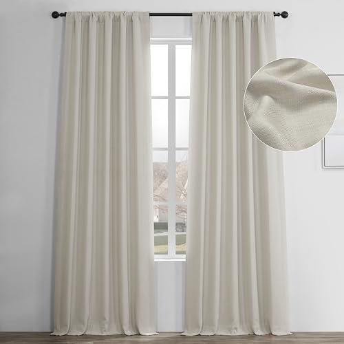 HPD Half Price Drapes Faux Linen Room Darkening Curtains - 96 Inches Long Luxury Linen Curtains for Bedroom & Living Room (1 Panel), 50W X 96L, Birch
