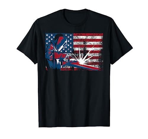 Welder American Flag | Cute Lit Operator Funny US Gift T-Shirt