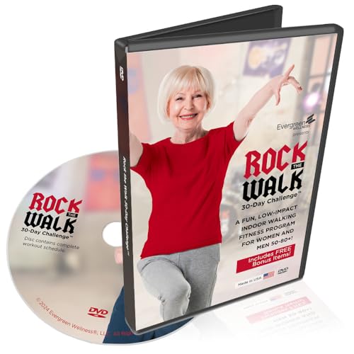 Walking Fitness DVD for Seniors 50-80+, Rock the Walk 30-Day Challenge - Combine Other Exercise Moves While Walking in Place – Full Body Workout Improves Energy, Strength, Flexibility, and Balance