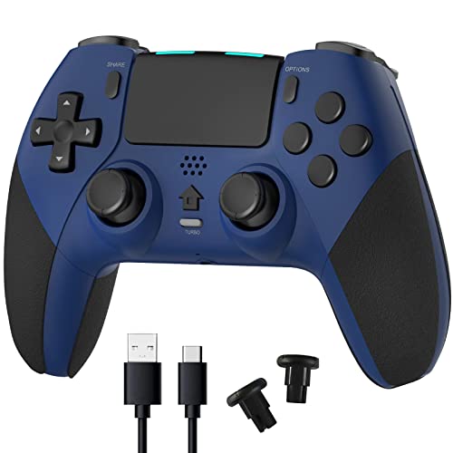 OFOTEIN Wireless Pro Controller for PS4 Controller, Game Controller Compatible with Playstation 4/Slim/Pro/PC,Built-in 800mAh Rechargeable Battery/Responsive Joystick and Buttons/Audio/Turbo(Blue)