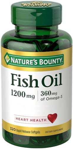 Nature's Bounty Fish Oil, Dietary Supplement, Omega 3, Supports Heart Health, 1200mg, Rapid Release Softgels, 320 Ct