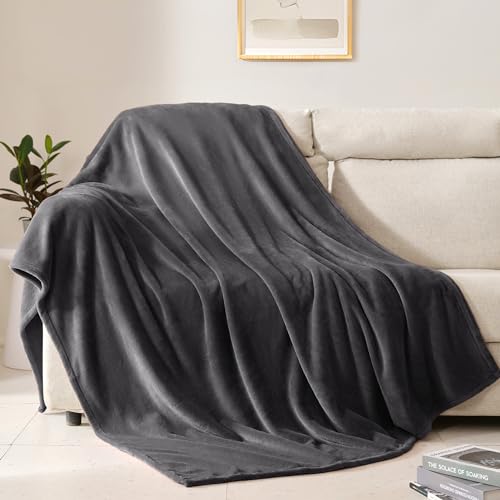 BEAUTEX Fleece Throw Blanket for Couch Sofa or Bed Throw Size, Soft Fuzzy Plush , Luxury Flannel Lap Blanket, Super Cozy and Comfy for All Seasons (Graphite, 50' x 60')