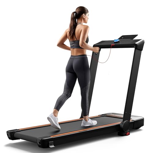 AIRHOT Under Desk Treadmill, Walking Pad 3 in 1 Folding Treadmill, Walking Jogging Treadmills for Home Office, 2.5HP Low-Noise Treadmill LED Display and Knob Speed Adjustment Black