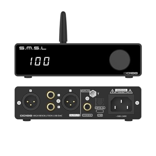 SMSL DO100 USB DAC ES9038Q2Mx2 OPA1612x4 Bluetooth5.1 DSD512 32bit/768kHz USB/BT/Opt/Coax Input RCA/XLR Output High Resolution Balanced Audio Decoder with Remote Control
