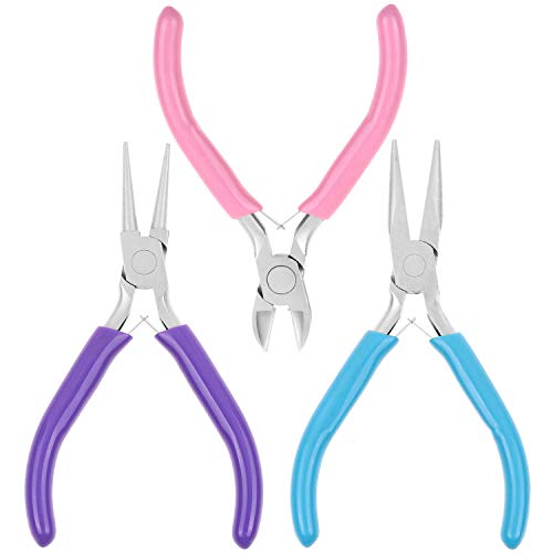 Shynek Jewelry Pliers, 3pcs, Tools with Needle/Chain Nose Pliers, Round Nose Pliers and Wire Cutter for Jewelry Repair, Wire Wrapping, Crafts, Jewelry Making Supplies