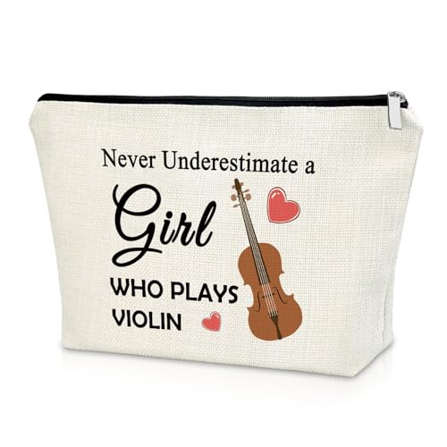 Sazuwu Violin Gifts for Women Makeup Bag Violin Player Gifts Violin Lovers Gift Violin Teacher Appreciation Gifts Cosmetic Bag Music Teacher Gifts Violinist Gifts Graduation Birthday Gifts