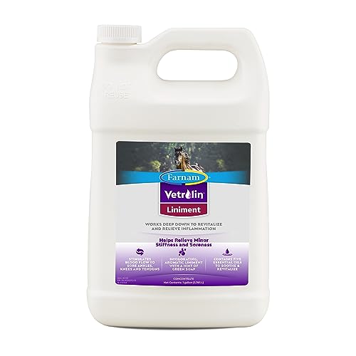 Farnam Vetrolin Horse Liniment for Muscle Soreness, Stiffness and Inflammation Relief on Horses, Helps Reduce Swelling 128 Ounces