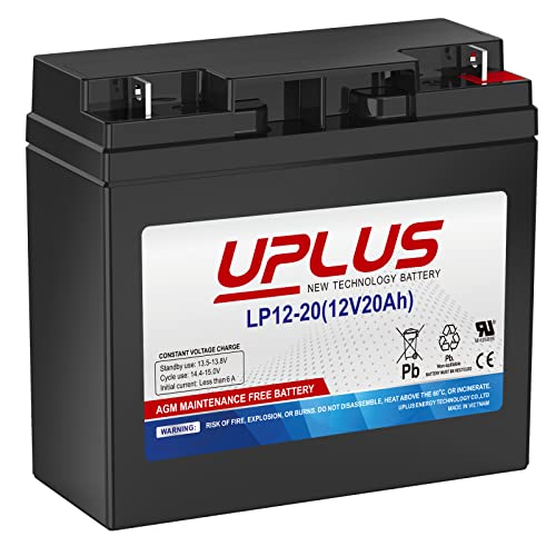 UPLUS 12V 20Ah Deep Cycle AGM Battery, LP12-20 Rechargeable SLA Batteries, Replace for EXP12200, HR22-12, BP20-12, F19-12B, UB12200, FM12200, 6fm20, ML22-12, ML18-12, EXP12180, DJW12-20Z