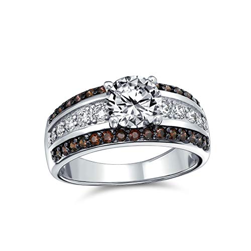 Bling Jewelry Pave Chocolate and Round CZ Engagement Ring - Size 8