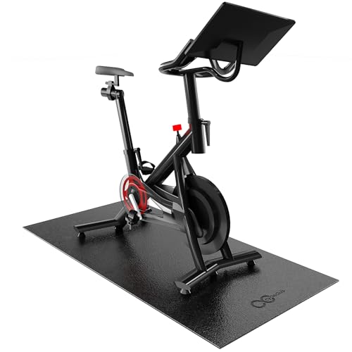 Cycleclub Exercise Bike Mat - 6mm Thick Under Bike Trainer Mat for Stationary Indoor Spin Bikes, Hardwood Floor Carpet - Black Gym Equipment Mat