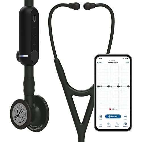3M Littmann CORE Digital Stethoscope, Black Chestpiece, Tube, Stem and Headset, 27 inch, 8480