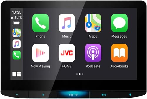 JVC KW-Z1000W Bluetooth Car Stereo Receiver with USB Port –10.1' Floating Touchscreen HD Display, AM/FM Radio - MP3 Player - Double DIN - Waze-Ready with Apple CarPlay or Android Auto (Black)