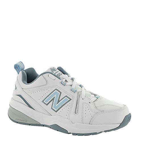 New Balance Women's 608 V5 Casual Comfort Cross Trainer, White/Light Blue, 6.5 Wide