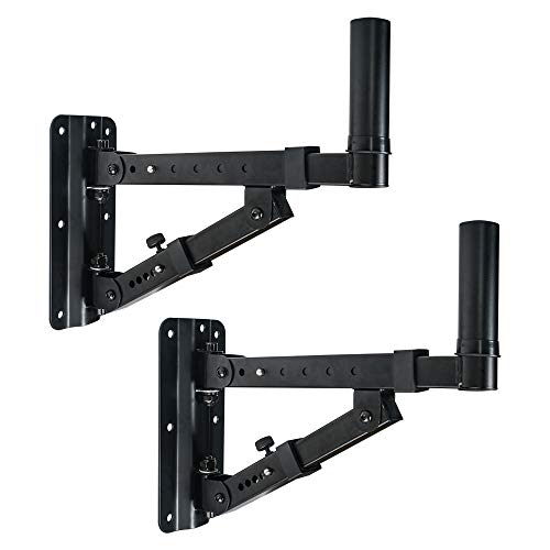 Sound Town 2-Pack Adjustable Wall Mount Speaker Brackets with 180-degree Swivel Support Speaker with 35mm Adaptor (STWSD-048B)