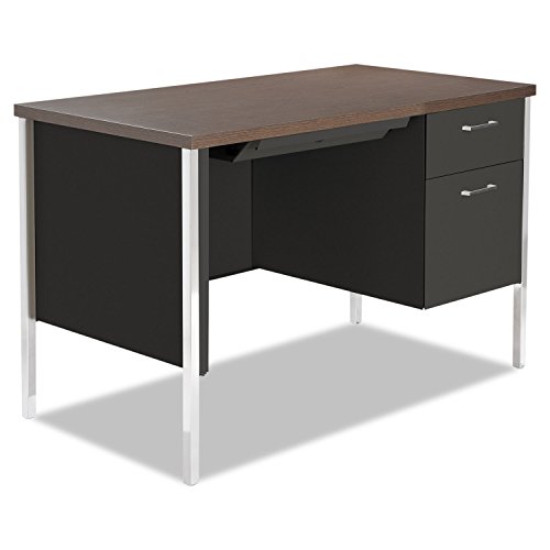 Alera ALESD4524BM 45.25 in. x 24 in. x 29.5 in. Single Pedestal Steel Desk - Mocha/Dark