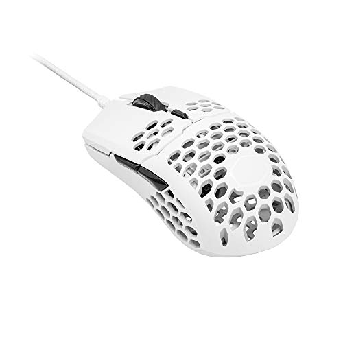 Cooler Master MM710 White Matte 53G Gaming Mouse with Lightweight Honeycomb Shell, Ultralight Ultraweave Cable, Pixart 3389 16000 DPI Optical Sensor