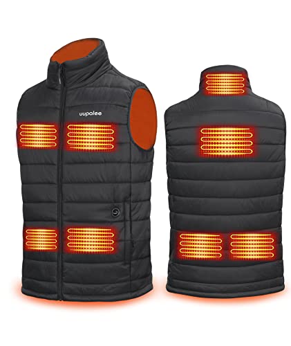 uupalee Men's Heated Vest with Battery Pack Outdoor Lightweight Warm Heating Clothing Black L