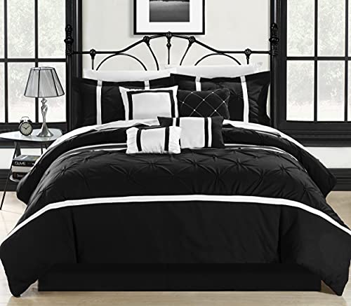 Chic Home Vermont/White 8 Pc Comforter Set, King, Black