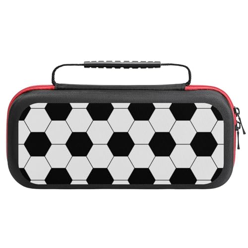 PUYWTIY Travel Carrying Case Storage Bag Compatible with Switch Game Case, Football Soccer Ball White And Black Portable Shockproof Protective Cover Bag with 20 Game Cartridges