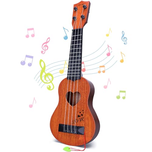 YEZI Kids Toy Classical Ukulele Guitar Musical Instrument, Brown