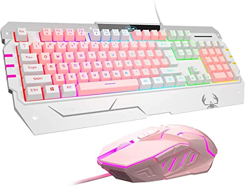 RGB Gaming Keyboard and Mouse Set (US Layout) Rainbow LED RGB Backlit Wired Keyboard for Xbox one PC Mac PS4 Laptop