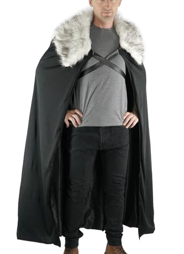 Encore Costumes Snow Lord Viking Cloak Cape of Adult Men Womens Vikings Sword Brown Halloween Cosplay Game, Grey, Medium