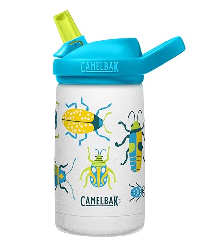 CamelBak eddy+ Kids Water Bottle with Straw, Insulated Stainless Steel - Leak-Proof when Closed, 12oz, Bugs!