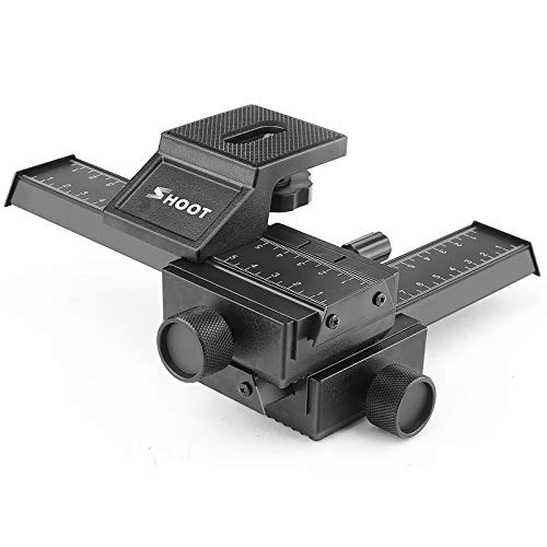 SHOOT Aluminum Pro 4-Way Macro Focusing Rail Slider/Close-up Shooting Photography for Canon Nikon Sony Pentax Olympus Samsung Other Digital SLR Camera and DC with 1/4' Screw Hole