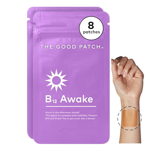 The Good Patch B12 Awake Patch with Plant-Based Ingredients, Infused with Caffeine, B12, and Green Tea Extract, Designed to give Your Day a Boost (8 Total Patches)