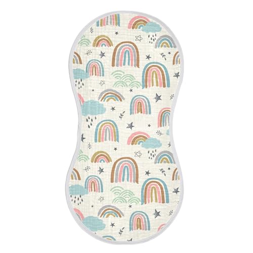 xigua Cartoon Rainbow Cloud Baby Burp Cloths for Newborn Boys and Girls 1 Pack, Soft & Absorbent Cotton Muslin Baby Burp Cloth, Baby Washcloths, Newborn Towel, Burp Rags