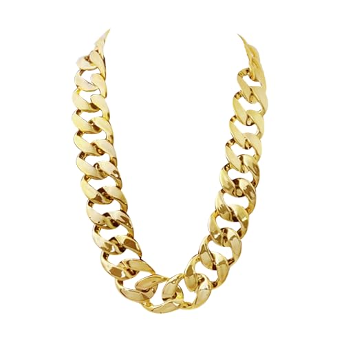 Markeny Men's Chunky Necklace, Rapper Fake Gold Chain 90s Hip Hop Fake Gold Necklace Costume Accessory (27.5 Inches*1.37inches)