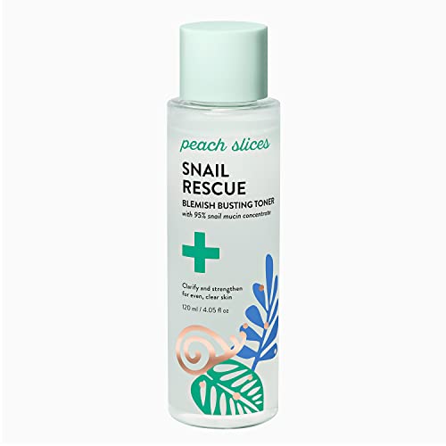 Peach Slices | Snail Rescue Blemish Busting Toner | 95% Snail Mucin | Pore Cleaner | Hydrates & Balances | Korean Skin Care | CICA | Hyaluronic Acid | Non-Comedogenic | Cruelty-Free | 4.05 oz
