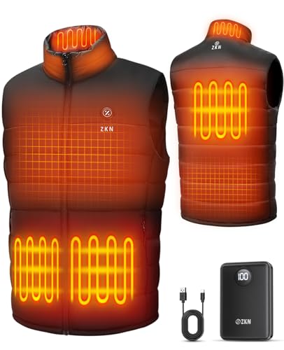 ZKN Heated Vest for Men with 14400mAh 7.4V Battery Pack Included, Lightweight Men's Heated Vest Rechargeable