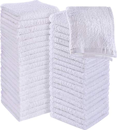Utopia Towels Cotton Washcloths Set - 100% Ring Spun Cotton, Premium Quality Flannel Face Cloths, Highly Absorbent and Soft Feel Fingertip Towels (60 Pack, White)