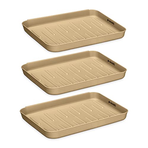 Navaris Set of 3 Shoe Drip Trays - Multi-Purpose Boot Tray for Rain Boots, Winter Boots, Sneakers - Indoor and Outdoor Use in All Seasons - Bronze, S