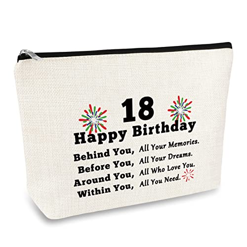 18th Birthday Gifts for Girls Happy 18th Birthday Makeup Bag Gifts 18 Years Old Birthday Gifts for Best Friend Bestie Cosmetic Bag Daughter Granddaughter Sister Niece 18th Birthday Gifts Travel Pouch