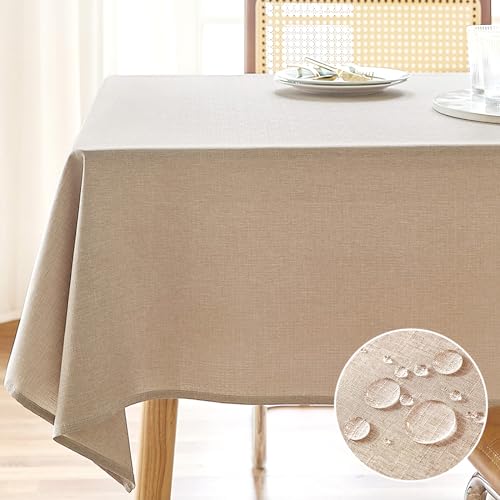 AUSSPVOCT Textured Tablecloth Rectangle 52x70 Waterproof Spill-Proof Wipeable Table Cloth Wrinkle Free Linen Outdoor Table Cover for Birthday Party Farmhouse Kitchen Spring Tablecloths