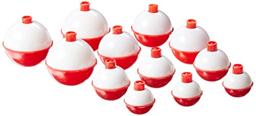 Eagle Claw Snap-On Round Floats, 12 Floats, Assorted Sizes 1' to 1-3/4', Red/White, Model Number: 07030-001