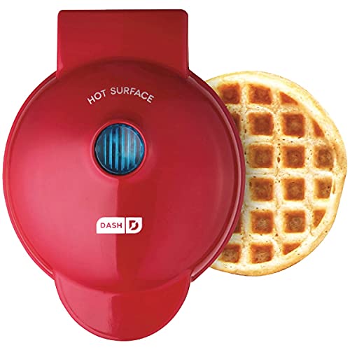 DASH Mini Maker for Individual Waffles, Hash Browns, Keto Chaffles with Easy to Clean, Non-Stick Surfaces, 4 Inch, Red