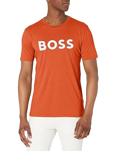 BOSS Men's Big Logo Cotton Jersey T Shirt, Burnt Orange, L