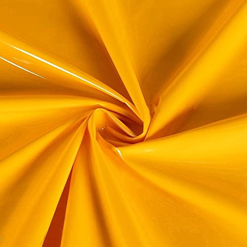 50X145CM Shiny Glossy Vinyl Leather PU Fabric Soft Stretch Mirror Material for Bag Dress Stage Costume Upholstery 13 Color (Yellow)