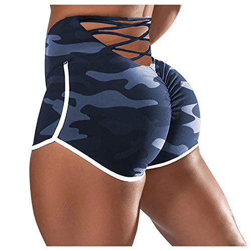 Bblulu Cut Out Yoga Shorts for Women High Waist Crisscross Ruched Butt Lifting Biker Short Scrunch Booty Hot Pant Sport Tight